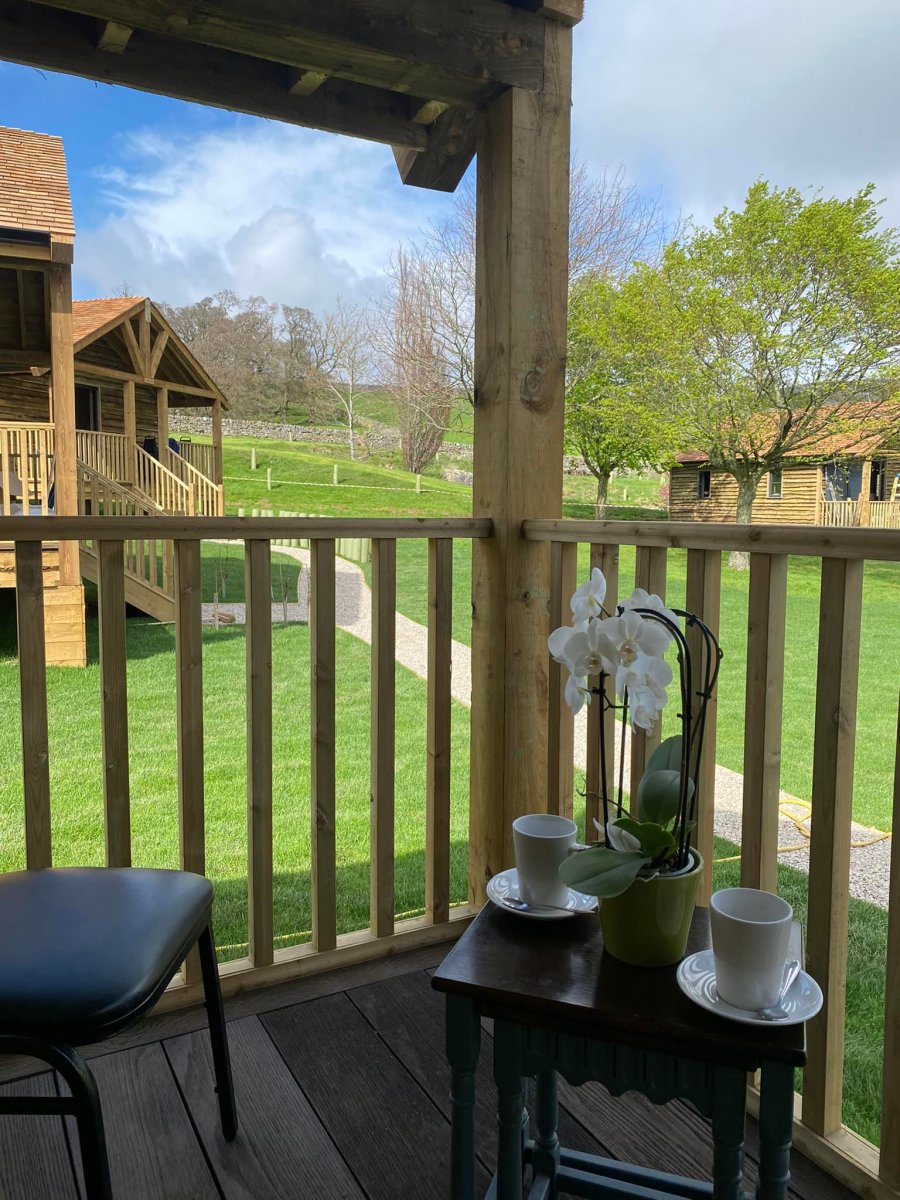 Relax on the veranda overlooking the Yorkshire Dales countryside